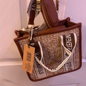 Steve Madden Brown and Cream Tote with Pouch